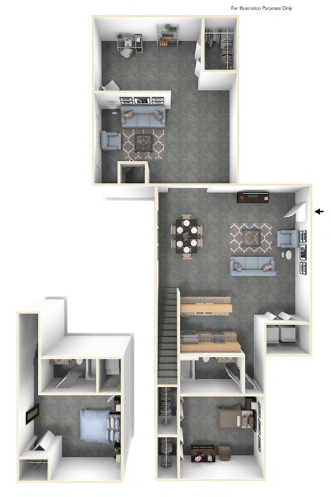 Floor plan for 3 beds, 2 baths, 2000 sqft